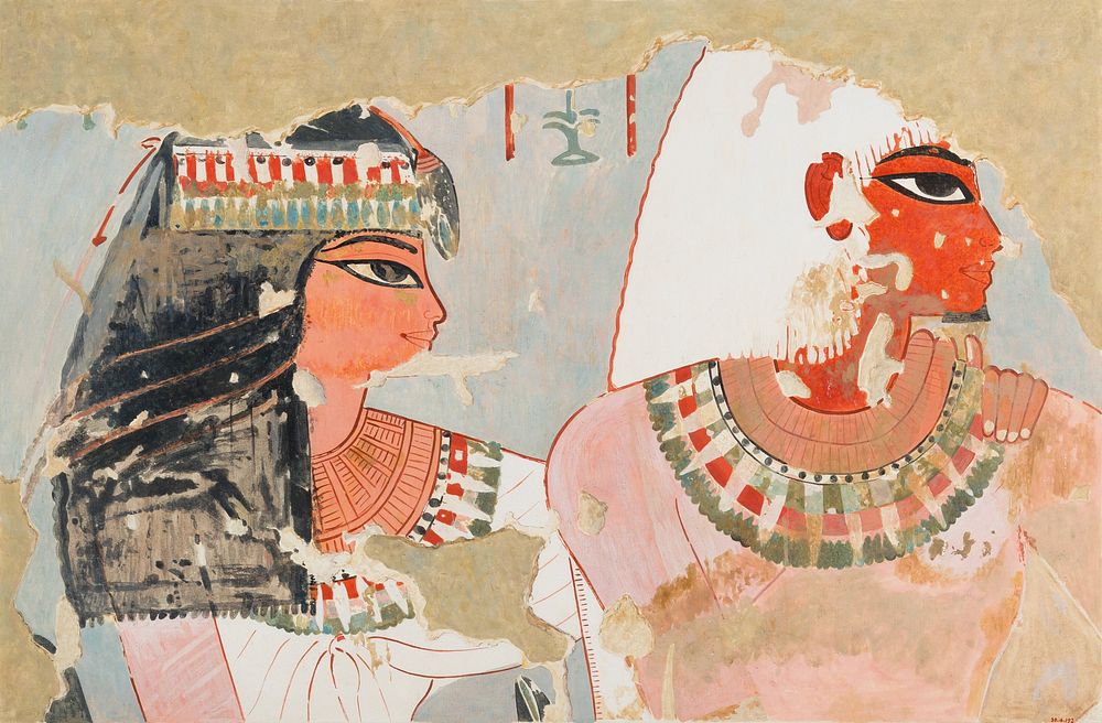 Qenamun and His Wife, Tomb of Qenamun (1390–1352 B.C.) Egyptian illustration by Charles K. Wilkinson Original public domain…