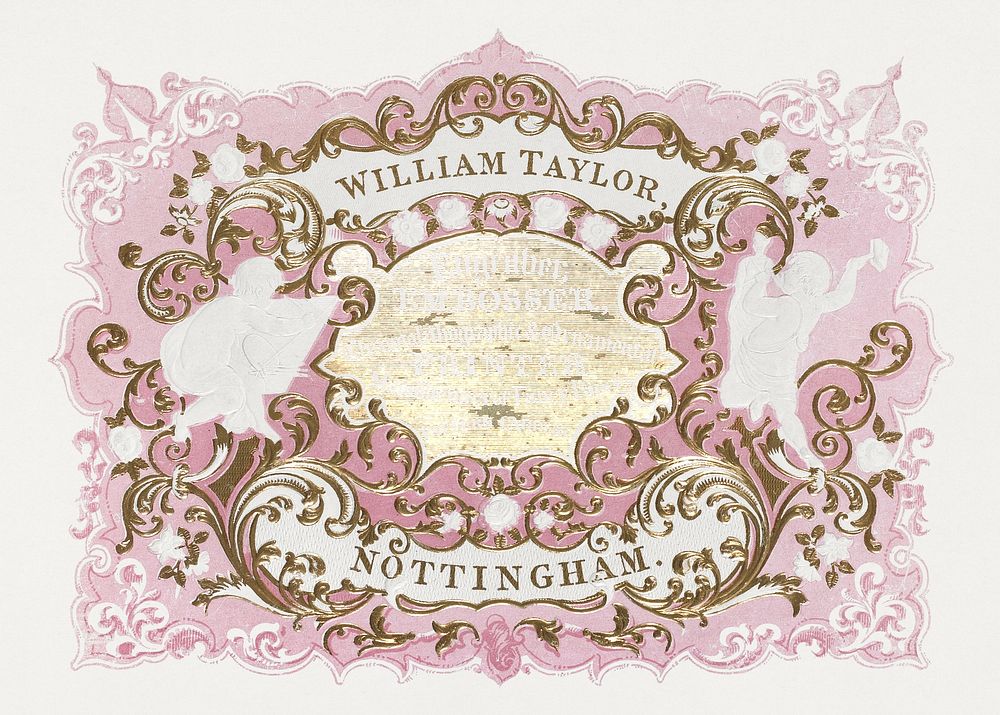 Trade card for William Taylor, engraver, embosser and printer (19th century).  Original public domain image from The MET…