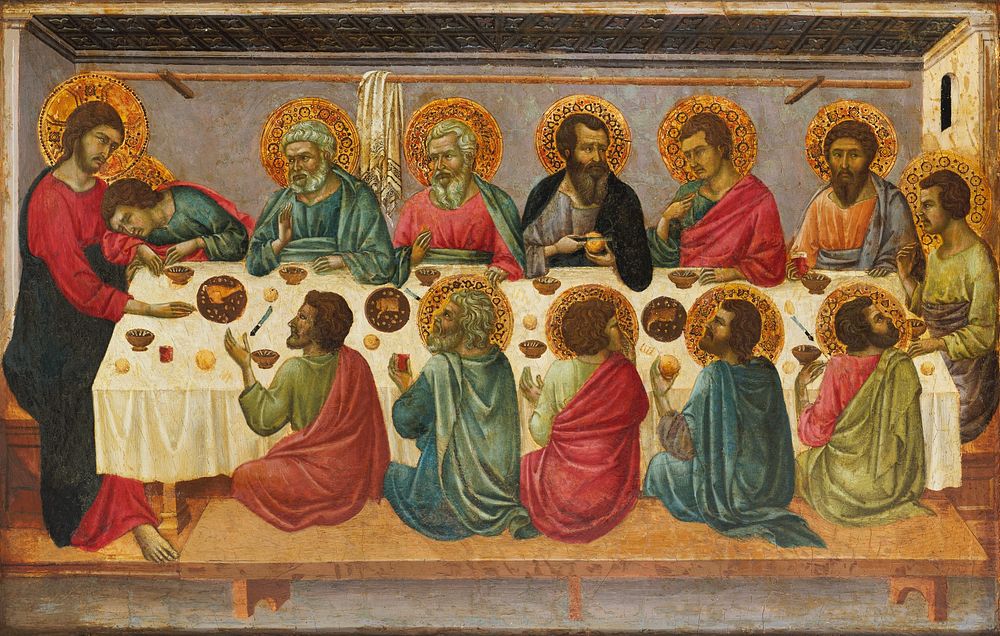 The Last Supper (1325–1330) ancient painting by Ugolino da Siena. Original public domain image from The MET Museum.…