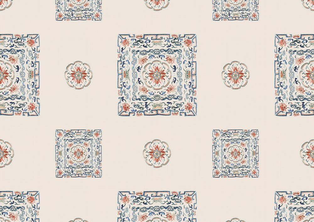 Vintage flower panel background, Chinese patterned design.  Remixed by rawpixel.