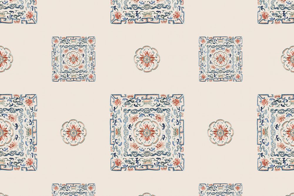 Vintage flower panel background, Chinese patterned design.  Remixed by rawpixel.