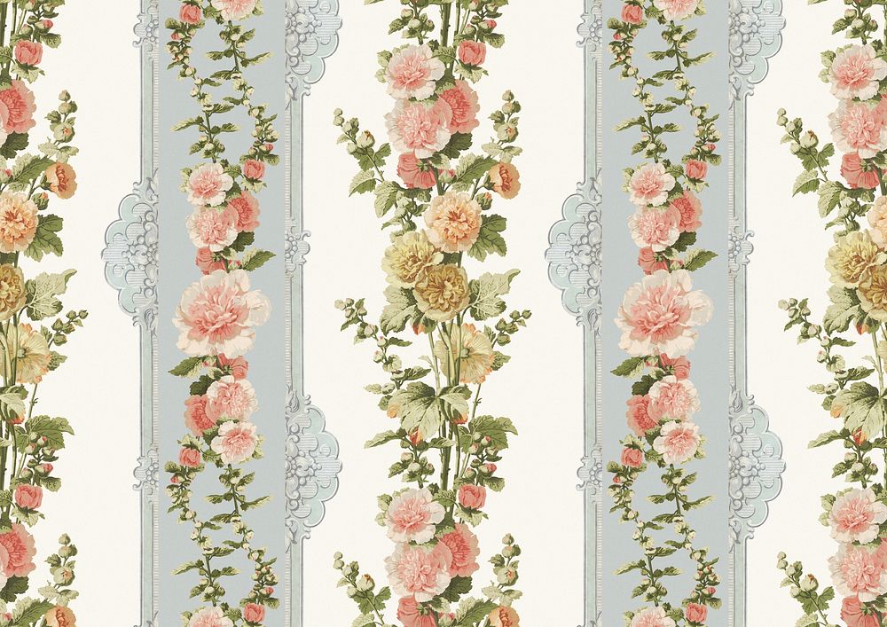 Vintage flower patterned background.  Remixed by rawpixel.