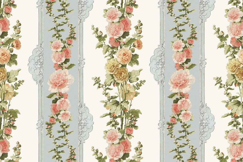 Vintage flower patterned background.  Remixed by rawpixel.