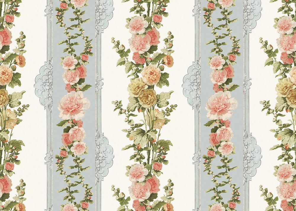 Vintage flower patterned background.  Remixed by rawpixel.