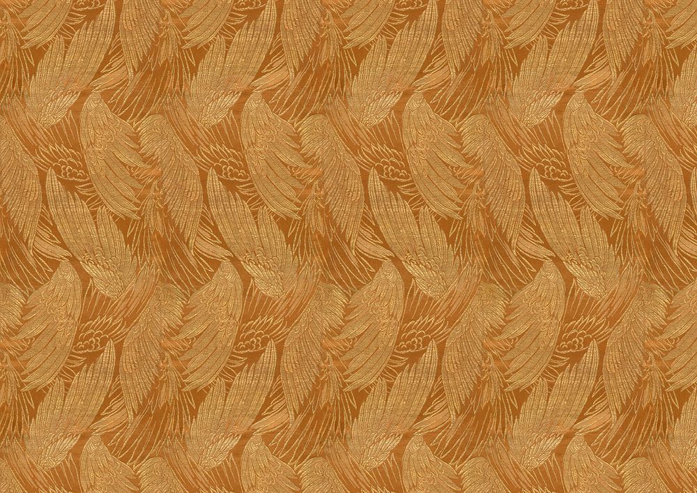 Gold bird wings background, feather patterned design.  Remixed by rawpixel.