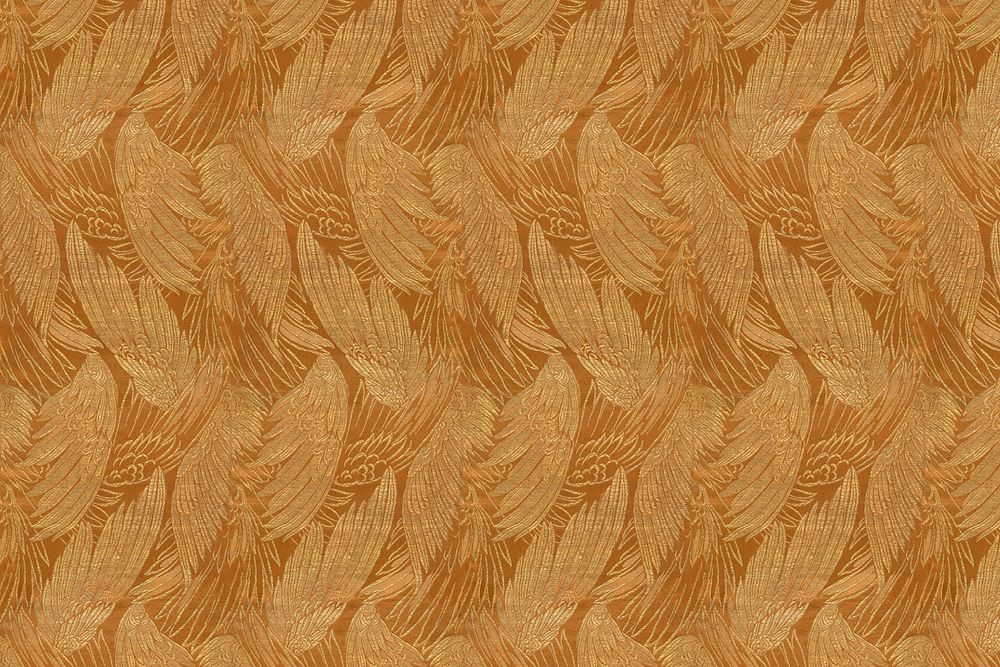 Gold bird wings background, feather patterned design.  Remixed by rawpixel.