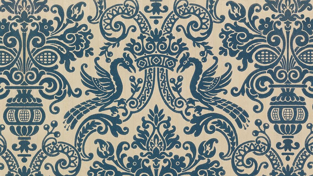 Vintage ornamental flower HD wallpaper, textile pattern.  Remixed by rawpixel.
