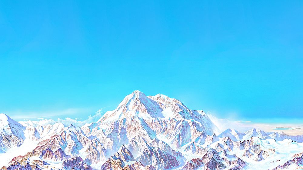 Denali National Park HD wallpaper, mountain landscape by Heinrich C. Berann.  Remixed by rawpixel.
