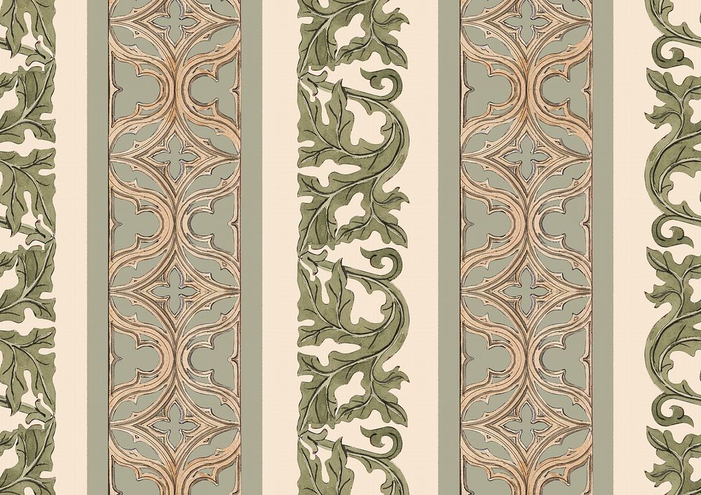Ornamental leaf patterned background, vintage botanical illustration.  Remixed by rawpixel.