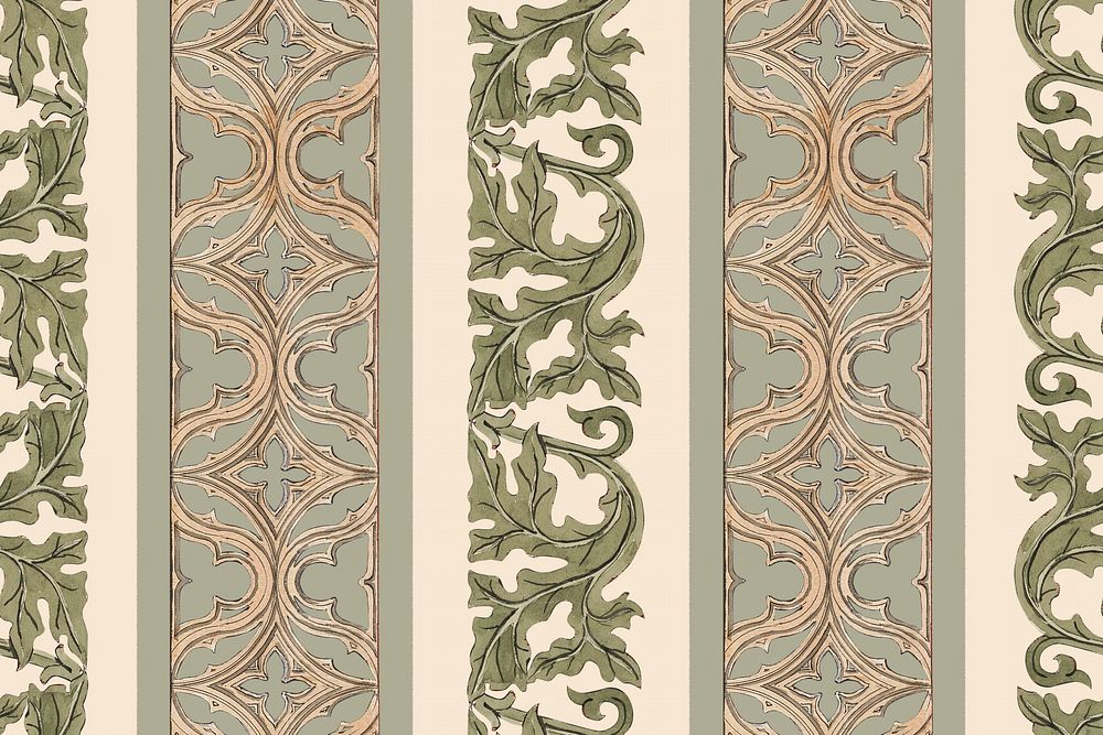 Ornamental leaf patterned background, vintage botanical illustration.  Remixed by rawpixel.