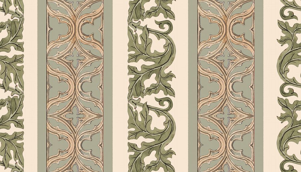 Ornamental leaf patterned background, vintage botanical illustration.  Remixed by rawpixel.