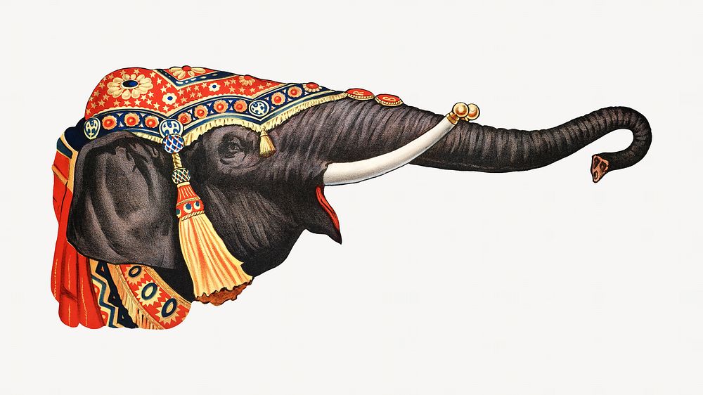 Vintage circus elephant, animal illustration.  Remixed by rawpixel. 