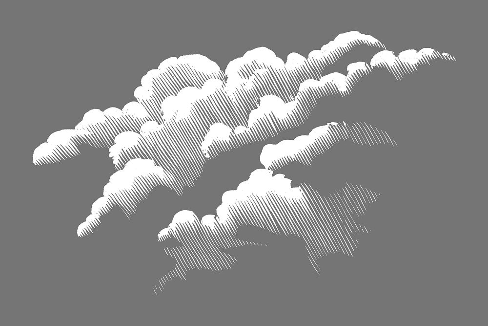 Cloud element, vintage weather illustration psd.  Remixed by rawpixel. 