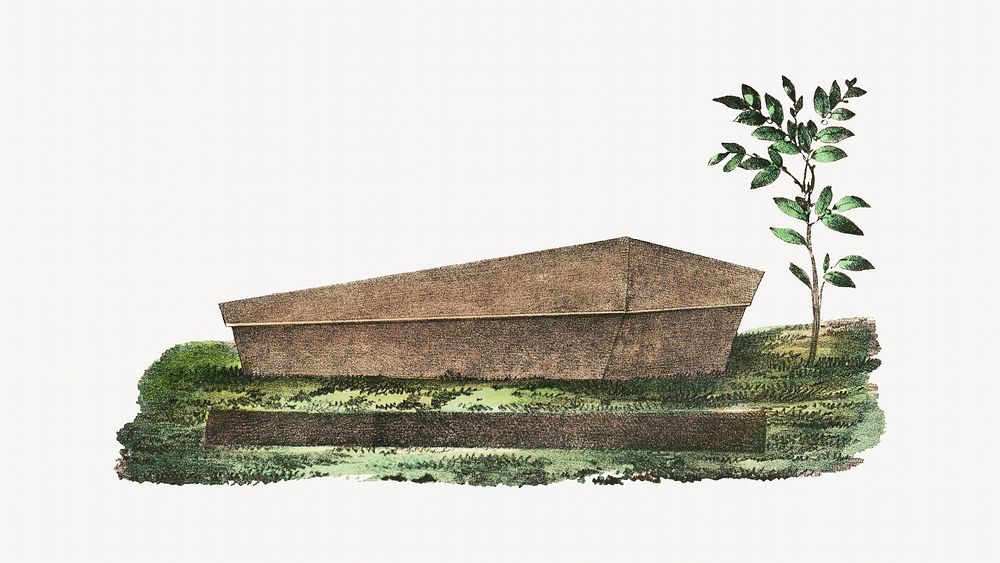 Wooden coffin, vintage illustration.  Remixed by rawpixel. 