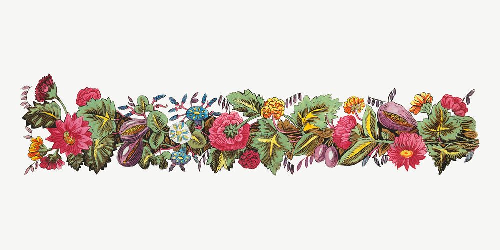 Vintage flower divider element, illustration by Louis-Albert DuBois psd.  Remixed by rawpixel. 