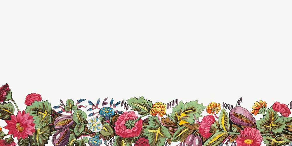 Vintage flower border, illustration by Louis-Albert DuBois psd.  Remixed by rawpixel. 