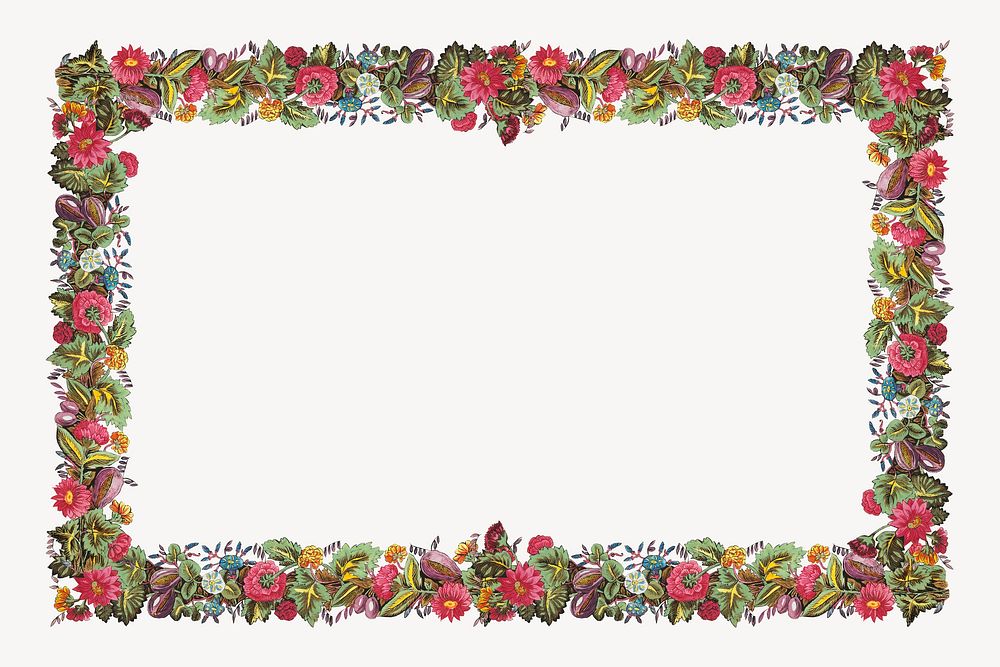 Vintage flower frame, illustration by Louis-Albert DuBois.  Remixed by rawpixel. 