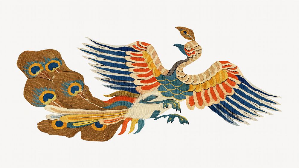 Japanese peacock, vintage animal illustration.  Remixed by rawpixel. 