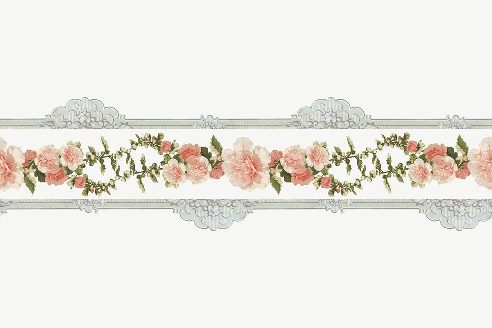 Vintage flower divider, botanical illustration psd.  Remixed by rawpixel. 
