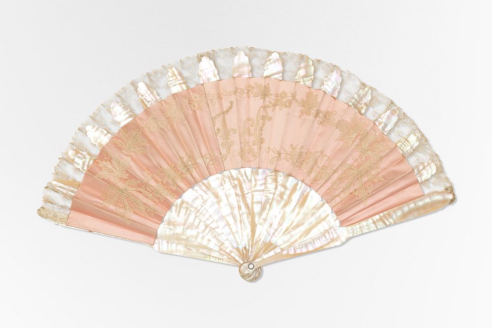 Pink hand fan, vintage object illustration psd.  Remixed by rawpixel. 