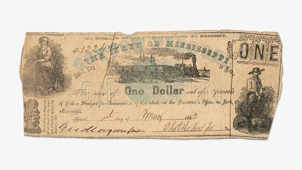 Bank note (1862) vintage money. Original public domain image from The Smithsonian Institution. Digitally enhanced by…