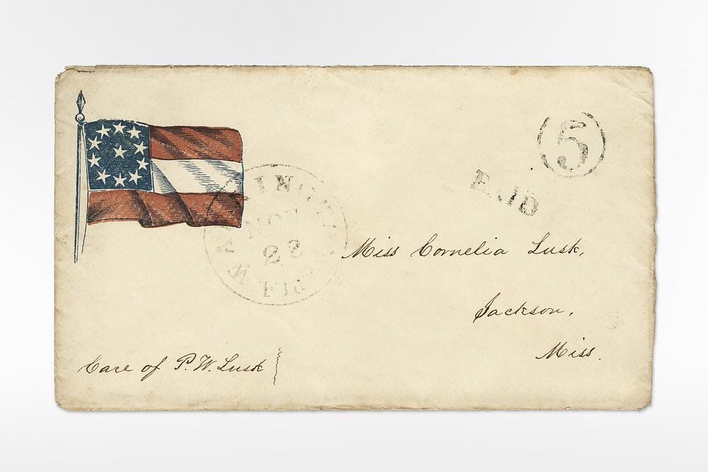 Confederate patriotic cover (1861) vintage letter envelope. Original public domain image from The Smithsonian Institution.…