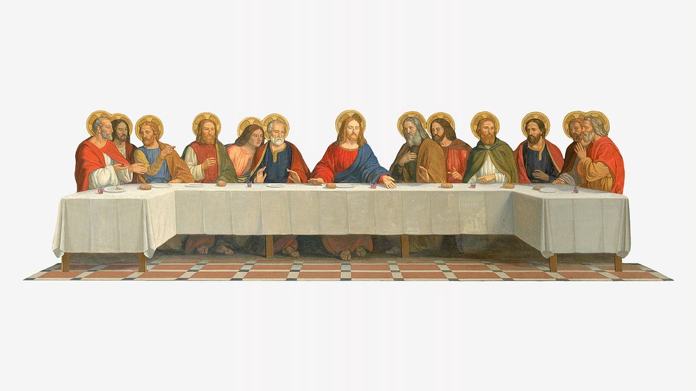 The Last Supper, vintage illustration by H. Siddons Mowbray.  Remixed by rawpixel. 