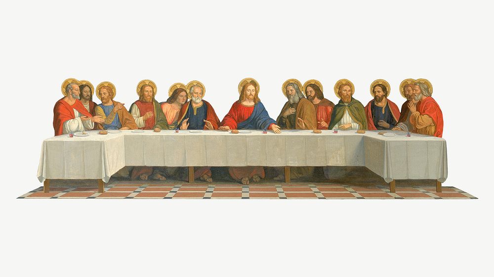 The Last Supper, vintage illustration by H. Siddons Mowbray psd.  Remixed by rawpixel. 