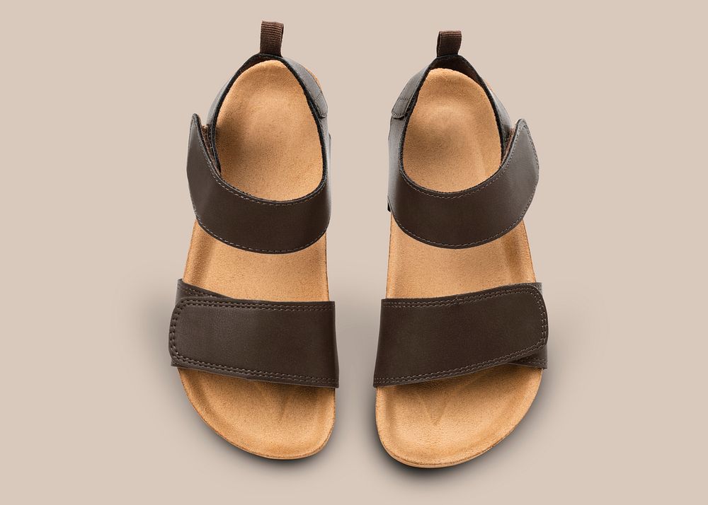 Brown flip flops mockup psd summer footwear fashion