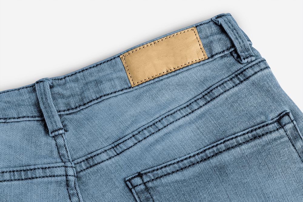 Jeans leather label mockup psd streetwear fashion