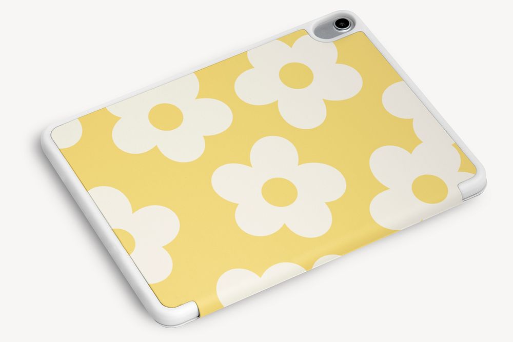 Yellow floral tablet case rear view