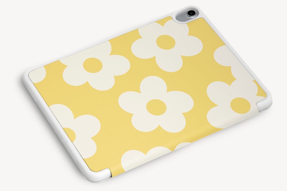 Floral tablet case mockup psd