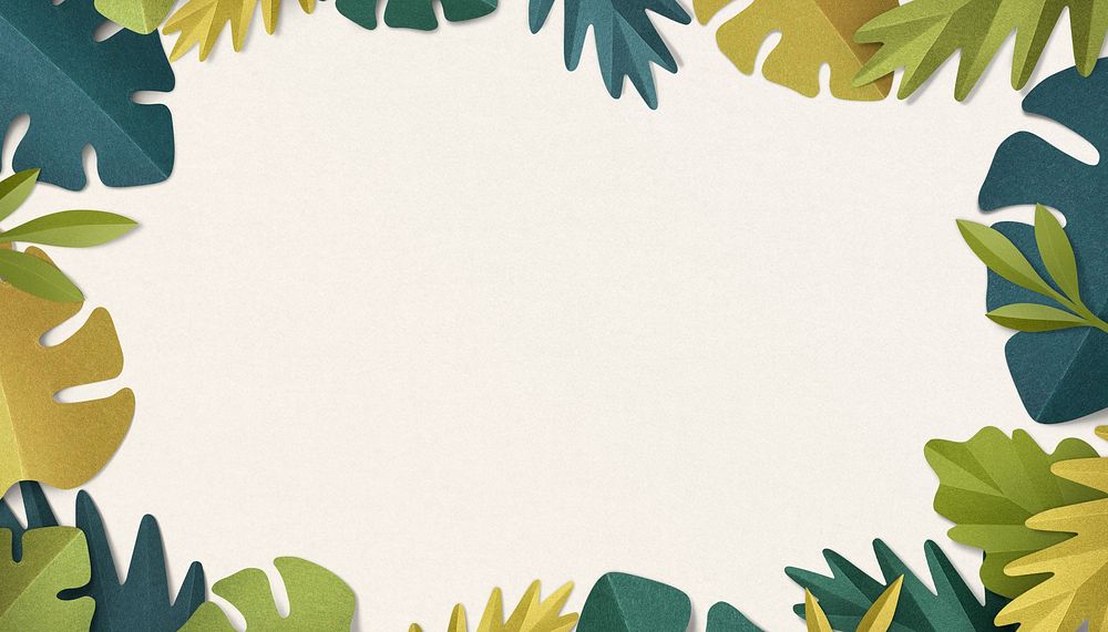 Tropical beige leaf frame background