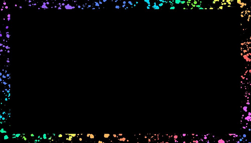 Rainbow splash frame background, black design