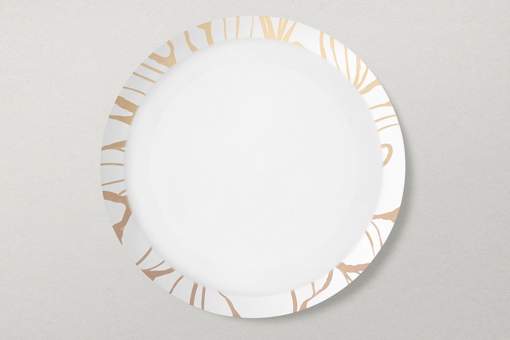 Plate mockup psd with gold trim 