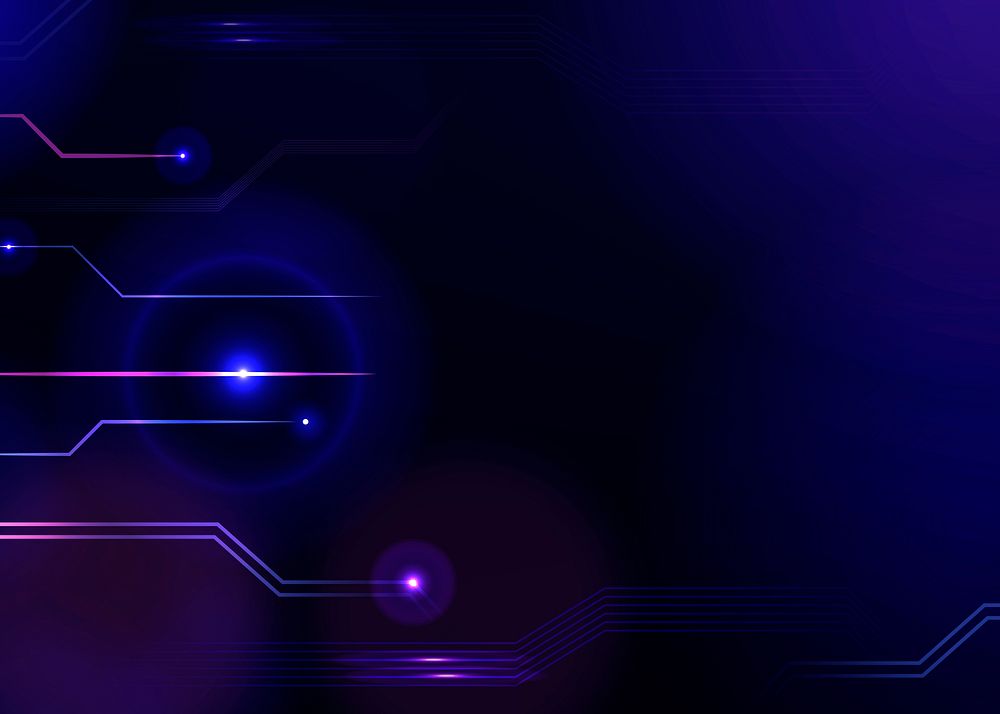 Neon technology background, dark purple design