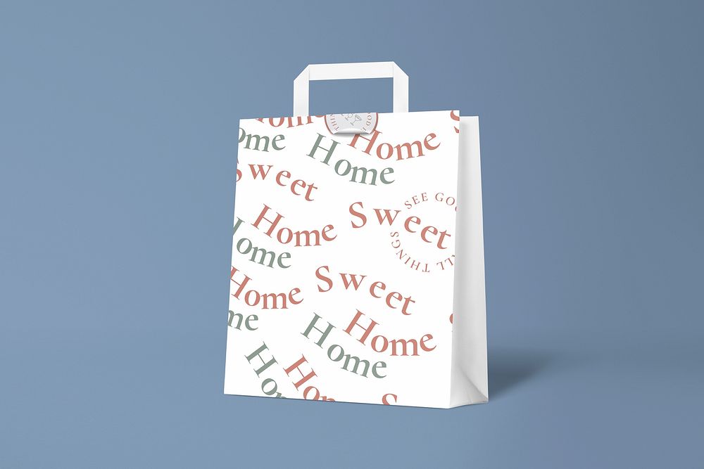 Christmas shopping bag mockup, paper realistic design psd