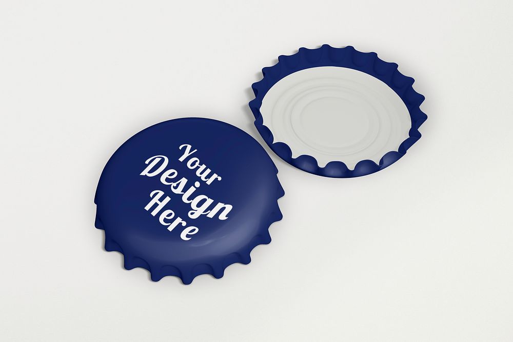 Bottle cap mockup psd, beverage product branding