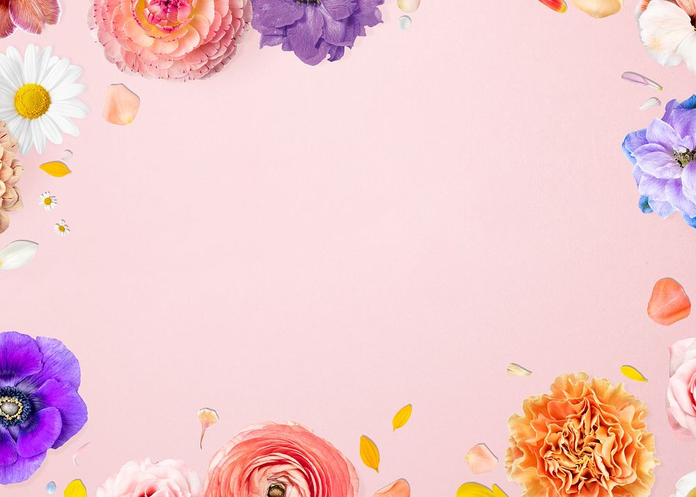 Spring flower frame background, pink design