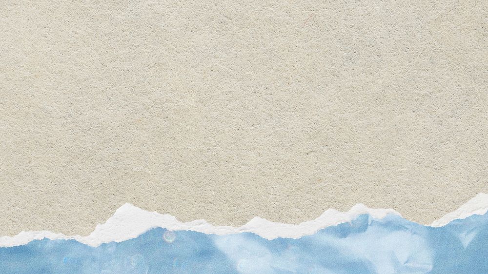 Beige paper textured desktop wallpaper, blue ripped paper border