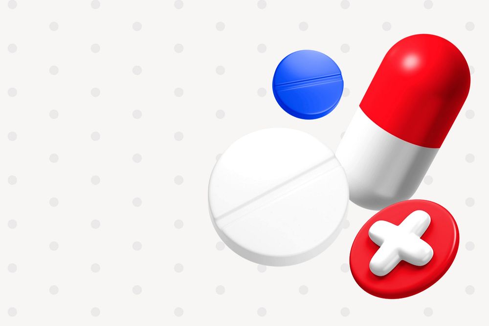 3D medicine pills, colorful clipart remix design