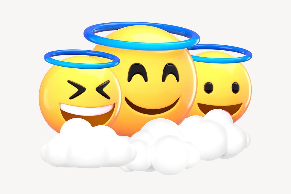 3D smiling angel emoticons, religious illustration