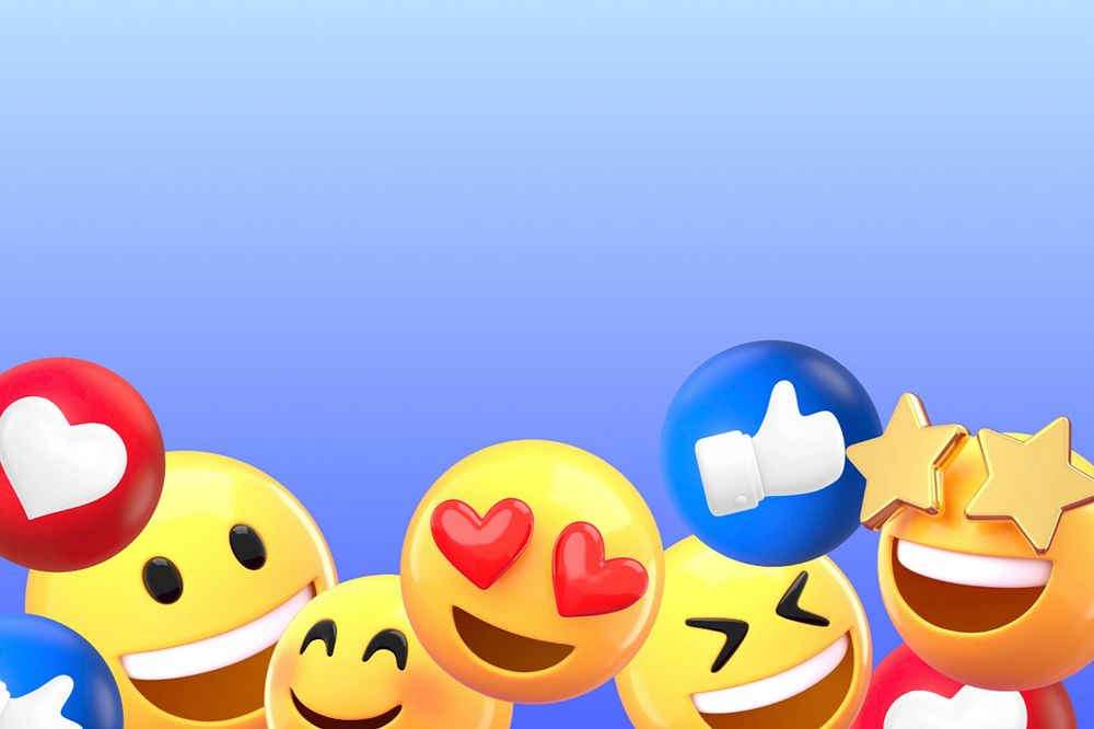 Cute emoticons border background, 3D rendering design