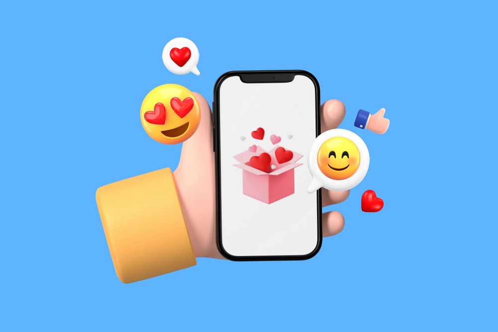 3D Valentine's emoticon, sending love illustration