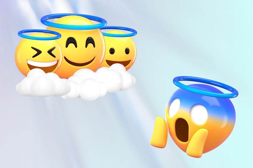 Angel emoticons background, 3D rendering design