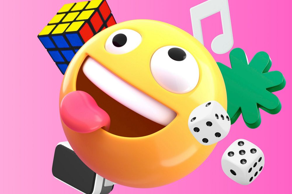 3D emoticon enjoy game, entertainment illustration