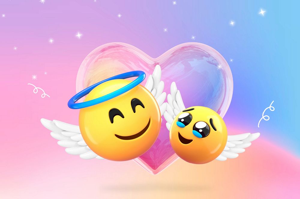 3D angel emoticons, love illustration