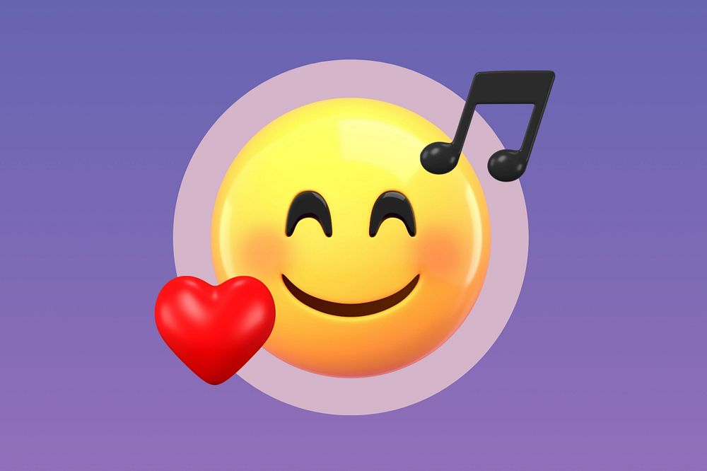 3D music lover emoticon illustration