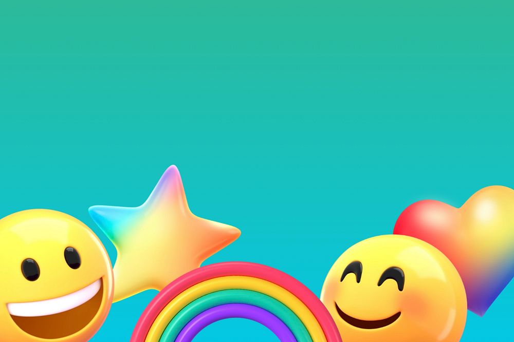 Cute happy emoticons background, 3D rendering design