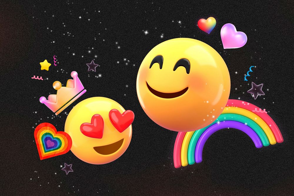 LGBTQ love 3D emoticon, pride month background 